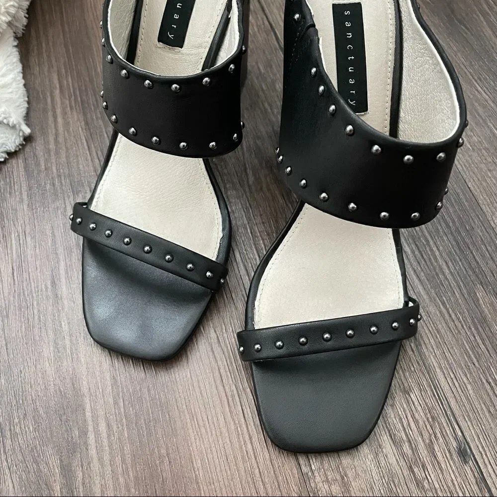 𝅺sanctuary Black Spears Studded Slide Sandal Size 8.5